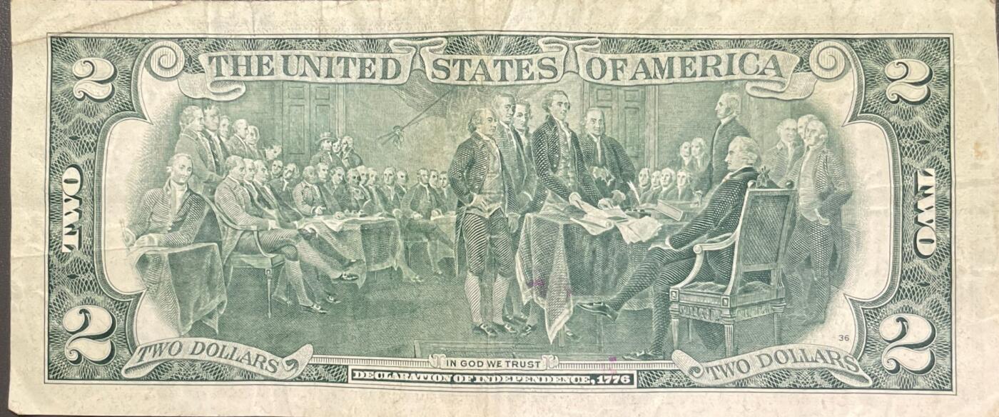 回流0328 美国1976年版2美元联邦储备券 纪念美国建国200周年特别发行 也是目前流通2美元纸币的经典前身