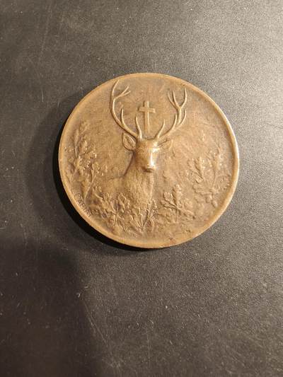 老王徽章第190期 - 法国圣胡伯特宠物犬协会大铜章     直径41mm     重量30.8g