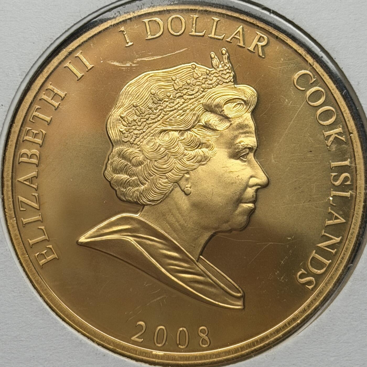 ＜星葵🌻钱币社＞第72期·东奔西走的硬币·3月31日发货 〈邮币封〉库克群岛2008年皇室家族史·爱德华七世1元克朗型镀金纪念币