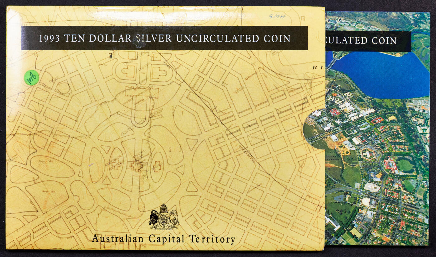 【俄甄集藏】2026年(050)04-01星期三 晚 19:30 全场包邮 澳大利亚1993年行政区系列-首都领地10元册装银币，带证，重20克，925银，发行量19288枚