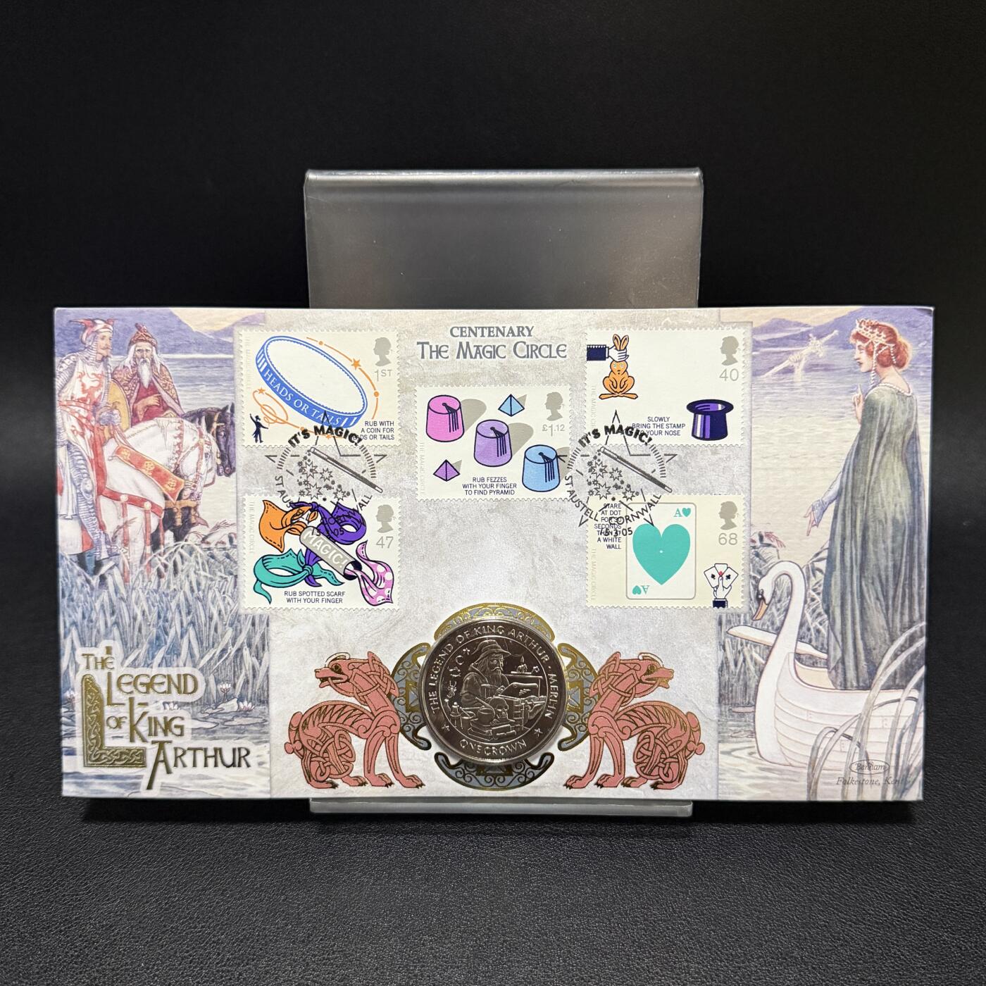 ＜星葵🌻钱币社＞第72期·东奔西走的硬币·3月31日发货 〈邮币封〉马恩岛1996年亚瑟王传奇·梅林1克朗纪念币