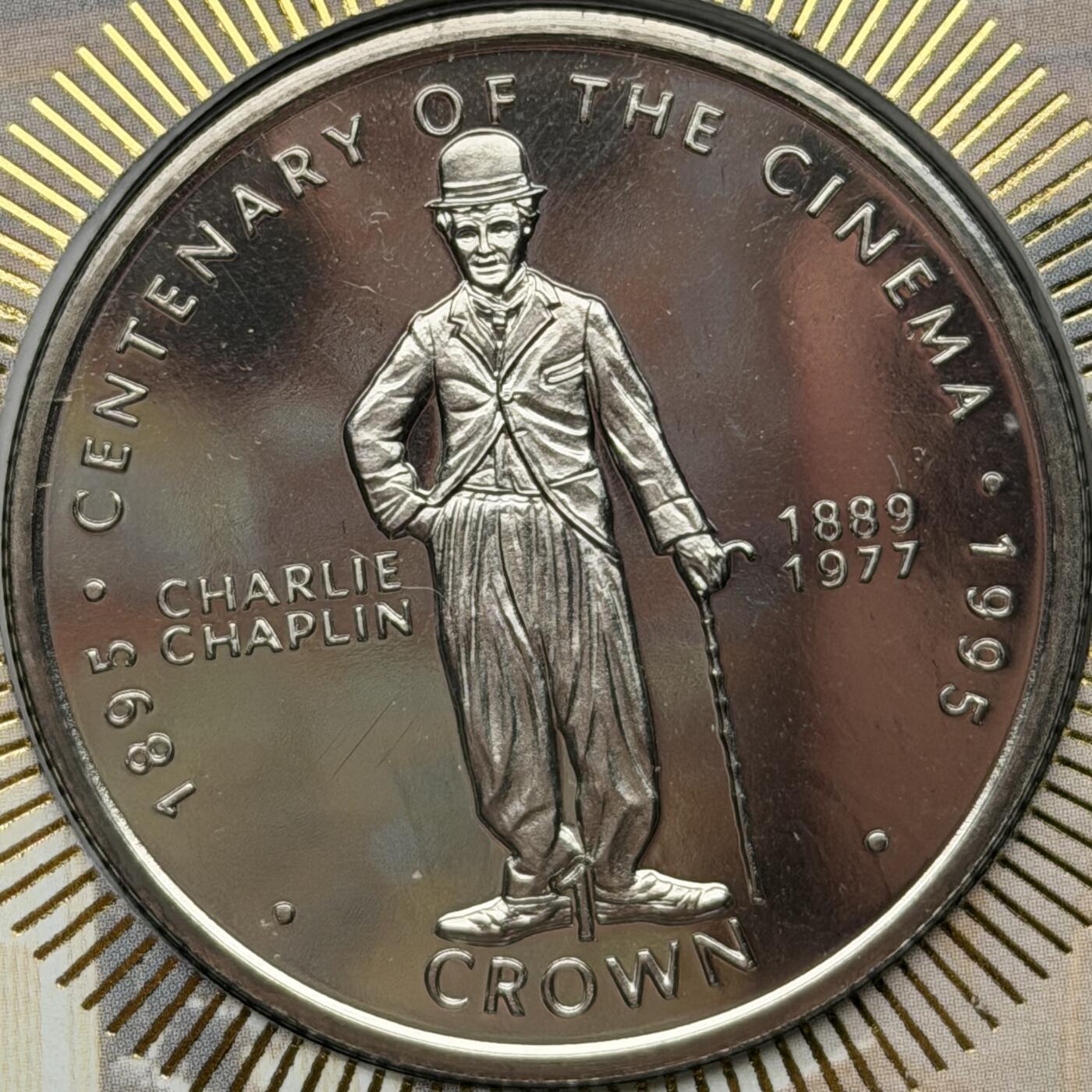 ＜星葵🌻钱币社＞第72期·东奔西走的硬币·3月31日发货 〈邮币封〉直布罗陀1996年电影百年·卓别林1克朗纪念币