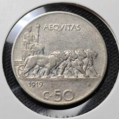 KK钱币收藏小铺  第410期 2月预留时间 周末发货 -  1919意大利50分 四狮子