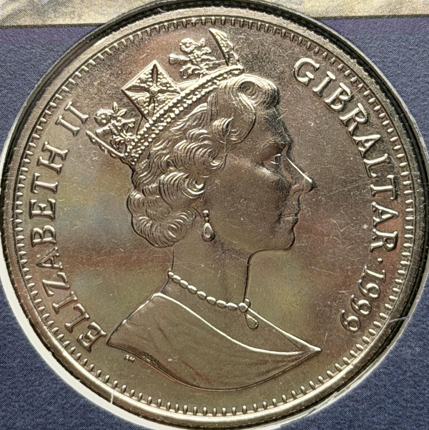 ＜星葵🌻钱币社＞第72期·东奔西走的硬币·3月31日发货 〈邮币封〉直布罗陀1999年小天使1皇家克朗型纪念币