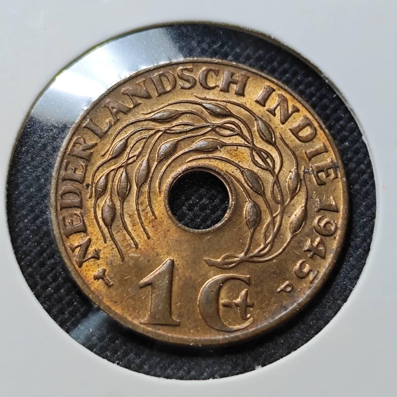 KK钱币收藏小铺  第410期 2月预留时间 周末发货  1945荷属东印度一分铜币