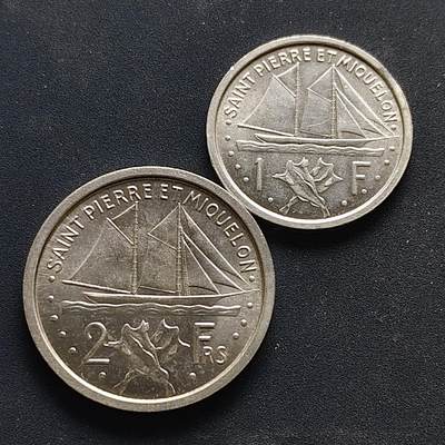 【全场包邮】纯粹捡漏拍518场 - 法属圣皮埃尔和密克罗尼西亚1948年2枚套币 BU品相