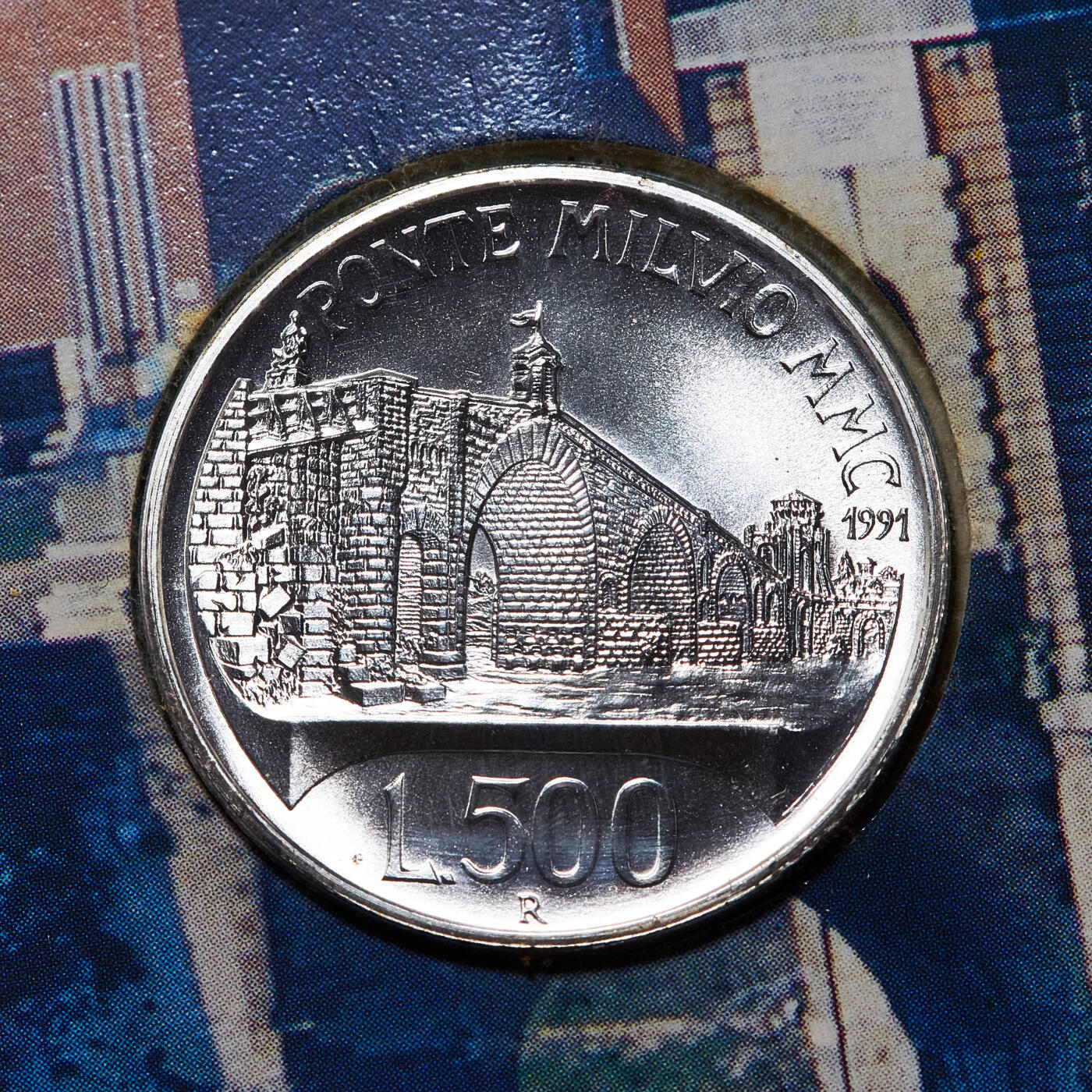 【俄甄集藏】2026年(050)04-01星期三 晚 19:30 全场包邮 意大利1991年纪念罗马米尔维安大桥建成2100年500里拉卡装银币，重15克，835银，发行量58500枚