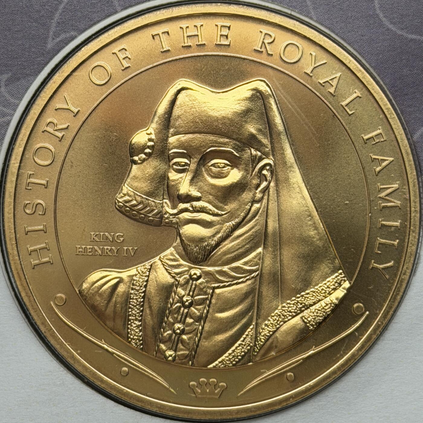 ＜星葵🌻钱币社＞第72期·东奔西走的硬币·3月31日发货 〈邮币封〉库克群岛2008年皇室家族史·亨利四世1元克朗型镀金纪念币
