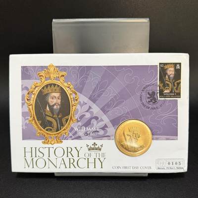 ＜星葵🌻钱币社＞第72期·东奔西走的硬币·3月31日发货 - 〈邮币封〉库克群岛2008年皇室家族史·威廉一世1元克朗型镀金纪念币