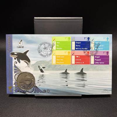 ＜星葵🌻钱币社＞第72期·东奔西走的硬币·3月31日发货 - 〈邮币封〉马恩岛1996年保护地球·虎鲸1克朗纪念币