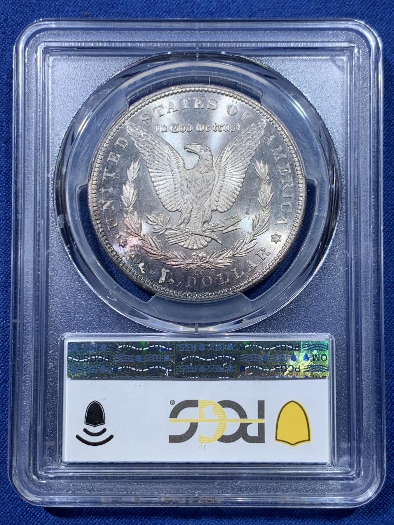《竞宝斋》第475场 周日，周一 2场连拍 （全场包邮）欢迎送拍 PCGS MS64 美国 1884 CC 摩根1美元银币 带彩的CC少见
