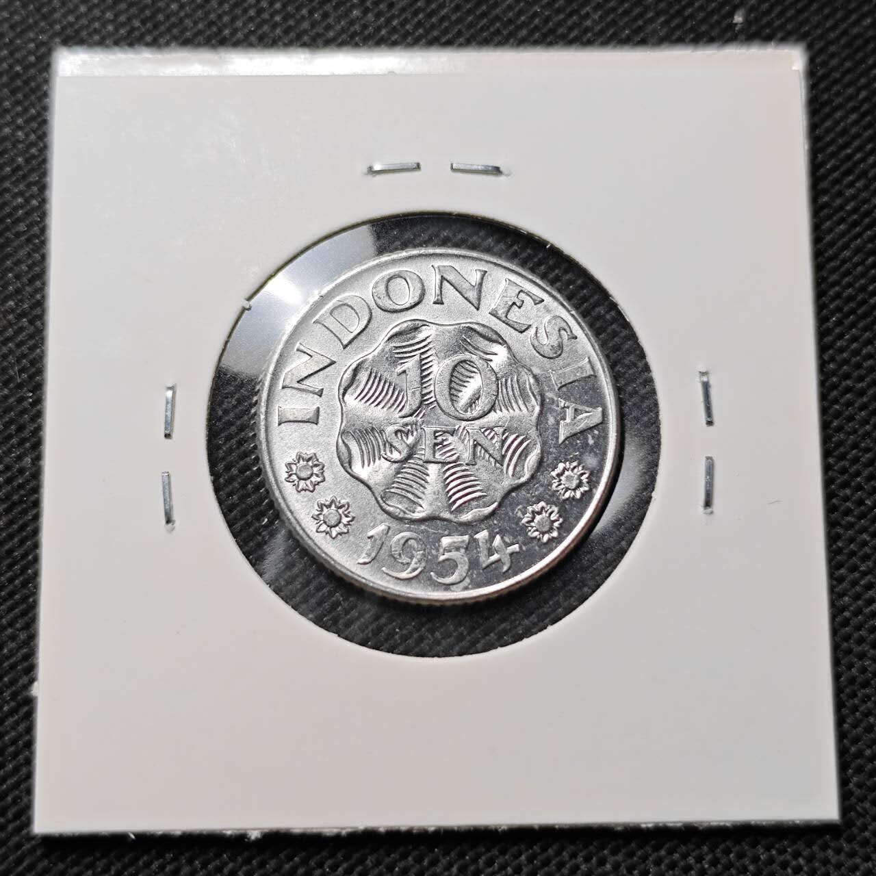 KK钱币收藏小铺  第410期 2月预留时间 周末发货  1954印尼10仙 少年份