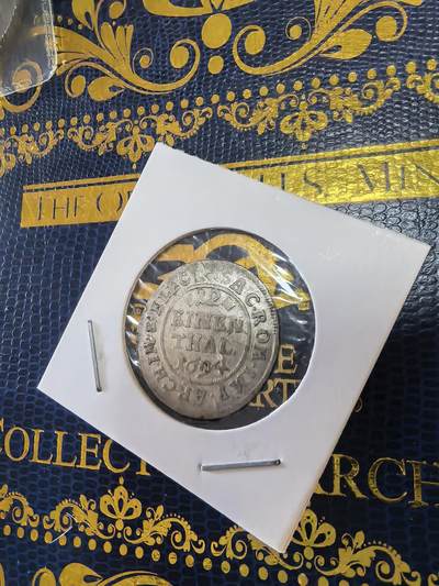 长老汇马年精选第十四场拍卖 - 1694德国撒克逊-阿尔伯塔1/12泰勒银币，KM638，300多年前的老物件依旧清晰