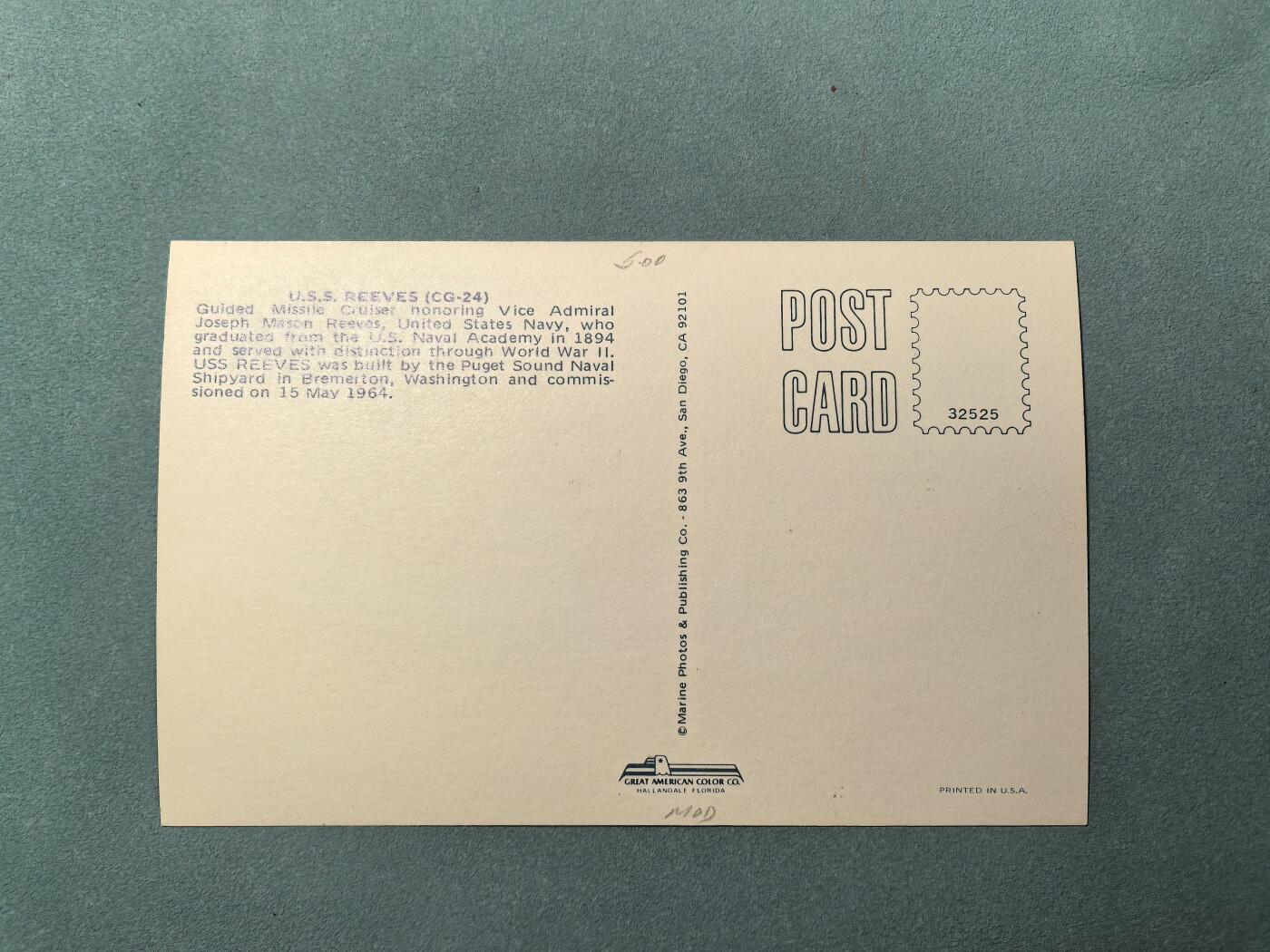 盛世勋华——号角文化勋章邮票专场拍卖第311期 美国冷战时期军舰专题明信片 里夫斯号导弹巡洋舰 (CG-24) 
