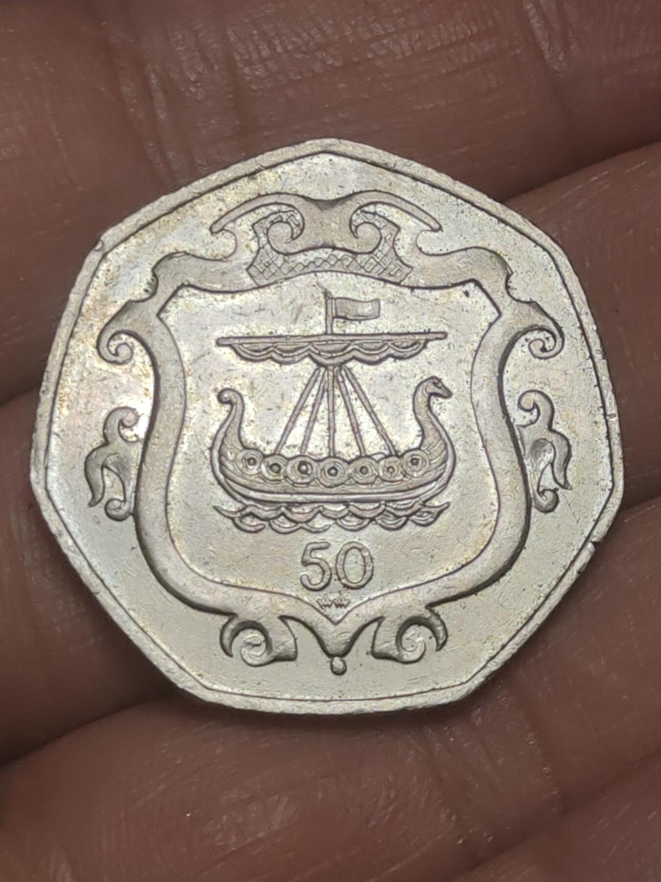 2026年第三十八场(总第二百零七场）外国好品散币场(免佣金) 英属马恩岛🇮🇲1984单年份50便士(伊丽莎白二世中年花冠，十进制第五套)