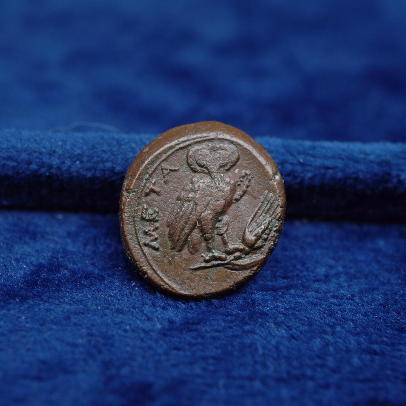 琋语集藏2026年04月欧洲古典打制币拍卖 古希腊卢卡尼亚地区-雅典娜与猫头鹰铜币