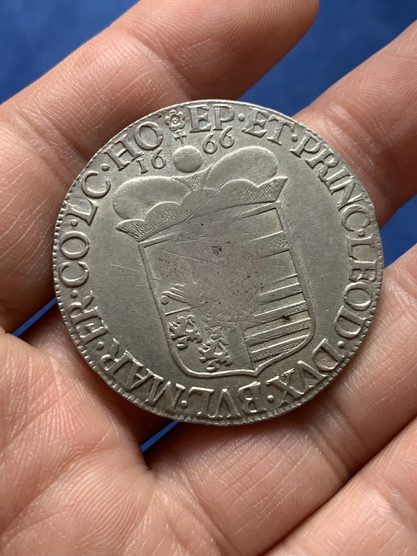 《竞宝斋》第475场 周日，周一 2场连拍 （全场包邮）欢迎送拍 神罗列日主教邦 1666 泰勒银币 科隆选侯（联统列日）马克西米利安·亨利发行 罕见的阿尔伯特泰勒