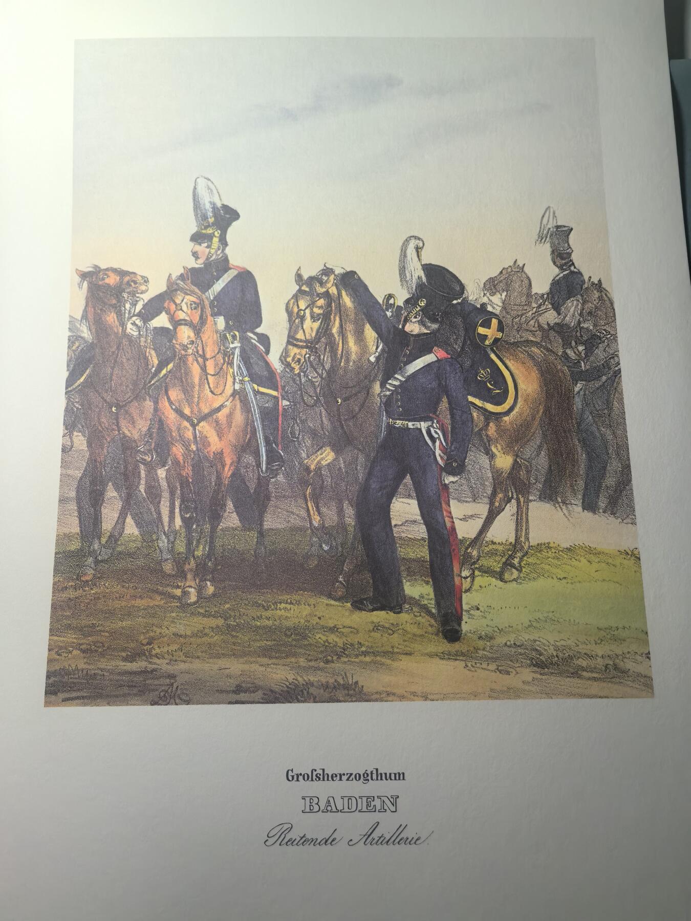 盛世勋华——号角文化勋章邮票专场拍卖第311期 大尺寸手绘图卡 巴登大公国骑乘炮兵 大A4尺寸 翻印自1848年出版《德意志陆军》一书