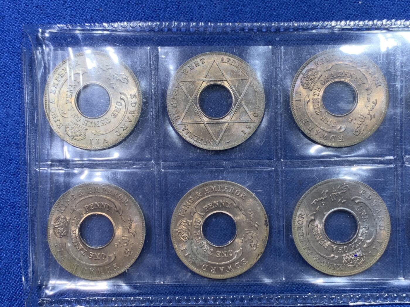 《竞宝斋》第475场 周日，周一 2场连拍 （全场包邮）欢迎送拍 10枚一组 英属西非1908年爱德华七世1/10便士 好品