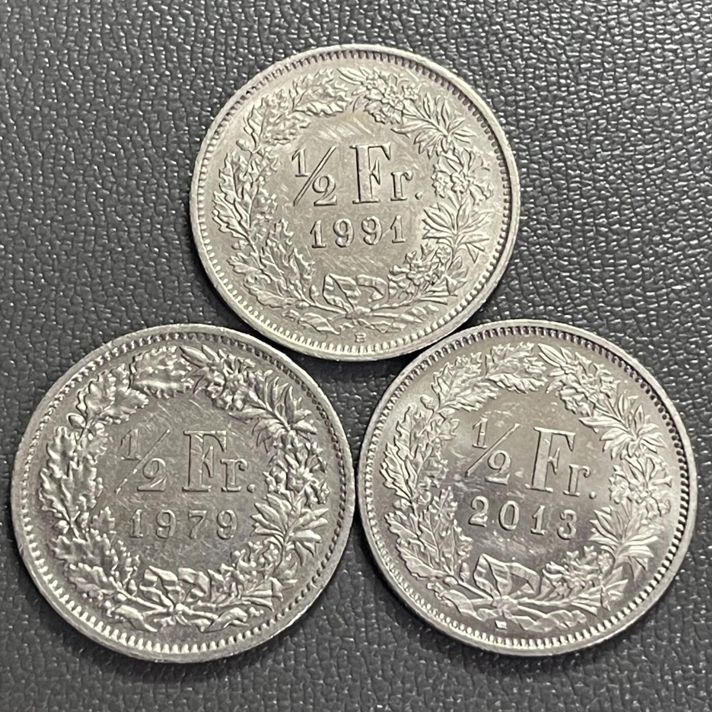 回流0406 瑞士1/2法郎3枚