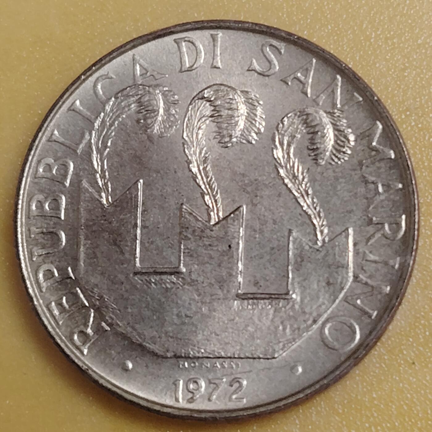 布加迪🐬～世界钱币(上海)🌾第 284 期 /  各国套币和散币 圣马力诺🇸🇲 1972年 20里拉