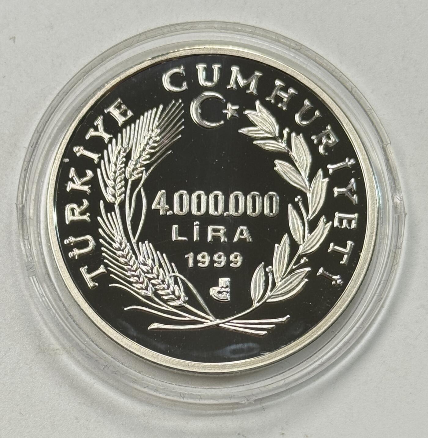 S&S Numismatic世界钱币-拍卖 第123期  土耳其1999年 悠久的航海历史-费特希耶 4000000里拉精制纪念银币
