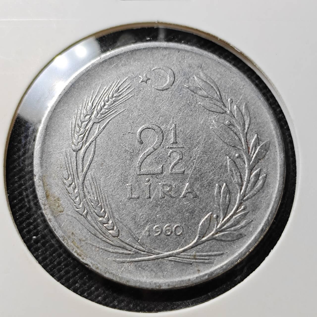 KK钱币收藏小铺  第412期 2月预留时间 周末发货 1960土耳其2.5里拉