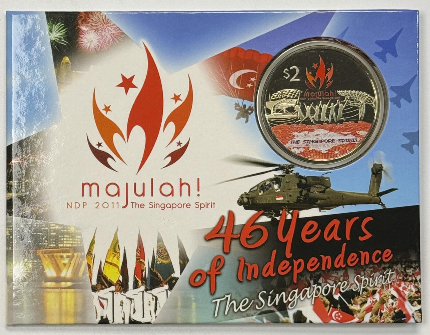 S&S Numismatic世界钱币-拍卖 第123期  新加坡2011年 新加坡独立46周年 2新元彩色纪念币官方卡币