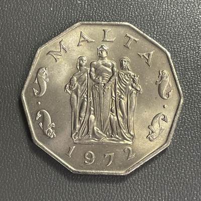 回流0406 - 马耳他1972年十边形50分 马耳他国家象征雕塑“三勇士”