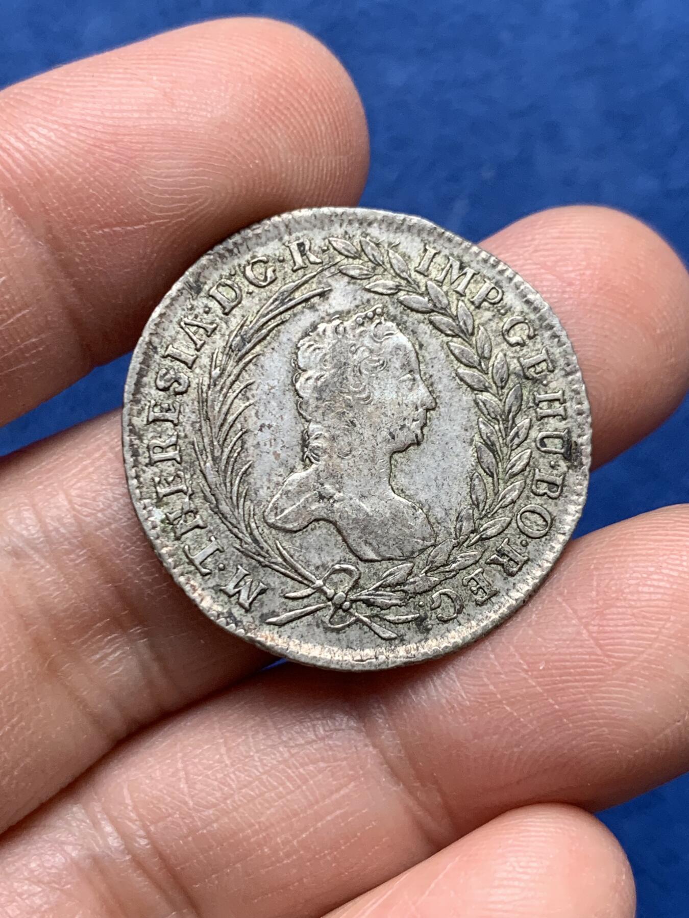 《竞宝斋》第475场 周日，周一 2场连拍 （全场包邮）欢迎送拍 神圣罗马帝国奥地利1757年玛丽亚特蕾莎20克鲁泽银币