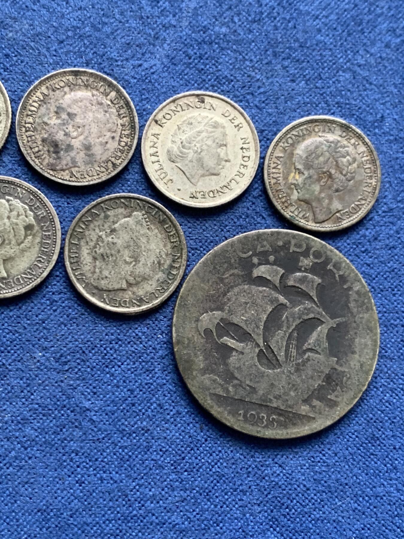 《竞宝斋》第475场 周日，周一 2场连拍 （全场包邮）欢迎送拍 九枚一组 葡萄牙/荷属银币 总重17.65g 640银