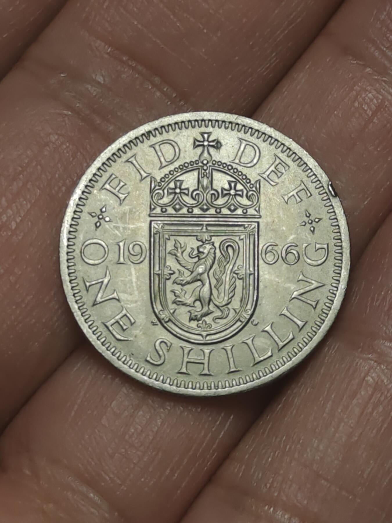 2026年第三十八场(总第二百零七场）外国好品散币场(免佣金) 英国🇬🇧1966年1先令(伊丽莎白二世青年桂冠第二版，苏格兰盾徽版)