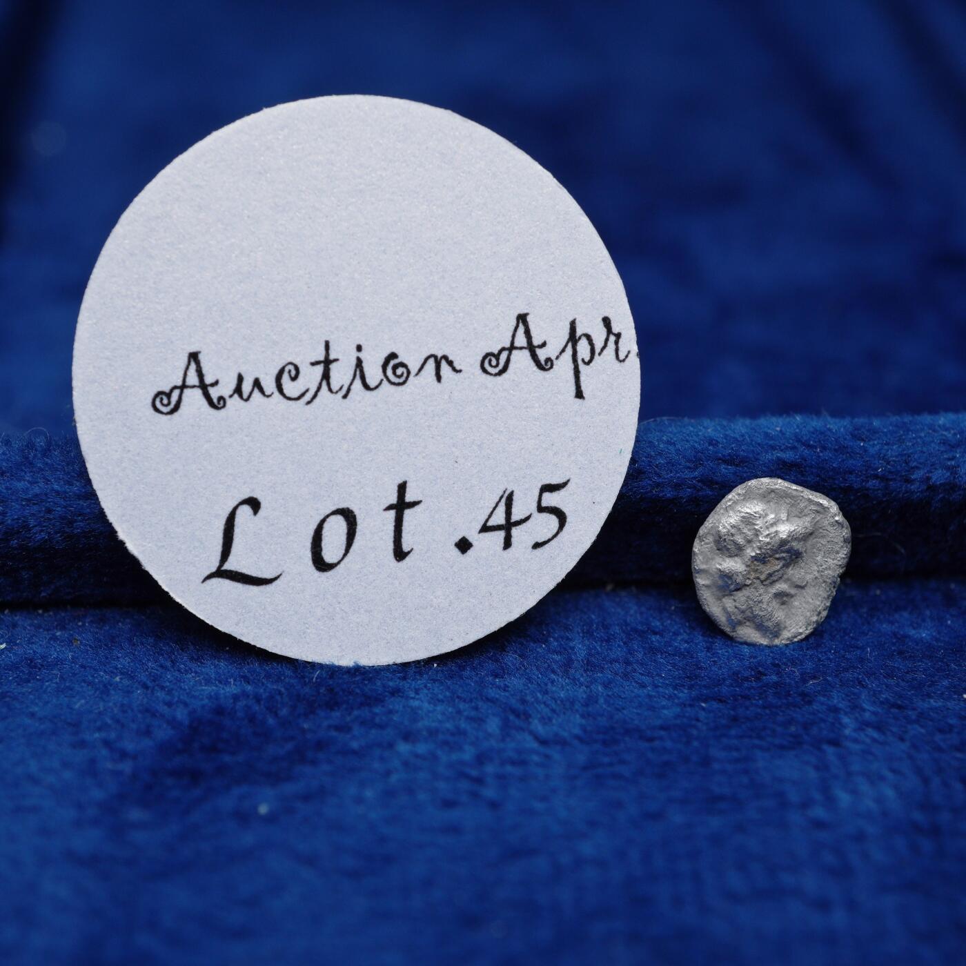 琋语集藏2026年04月欧洲古典打制币拍卖 古希腊西西里岛-酒神？与野猪1/2奥波银币