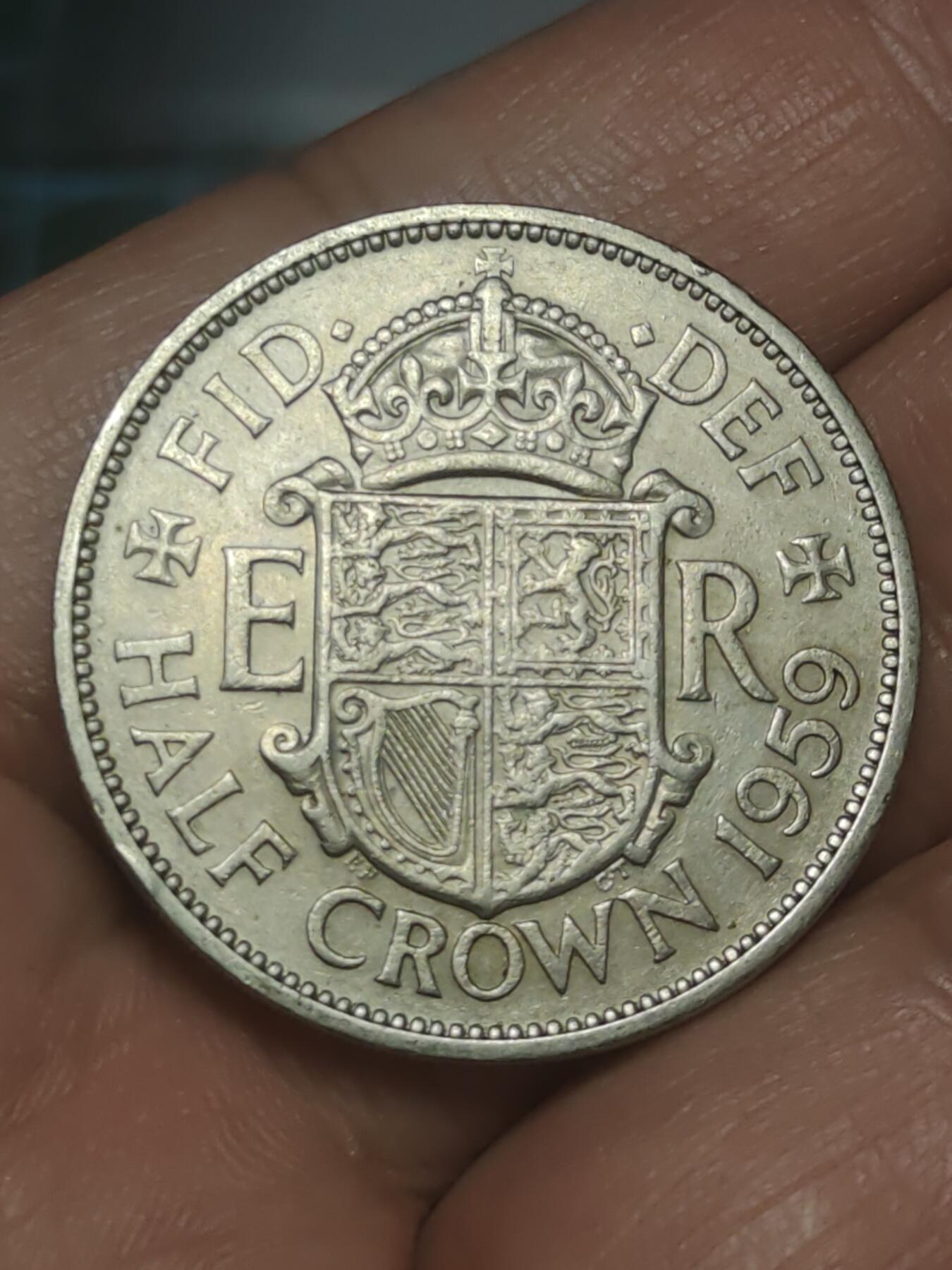 2026年第三十八场(总第二百零七场）外国好品散币场(免佣金) 稀少年份–英国🇬🇧1959年半克朗(伊丽莎白二世青年桂冠第二版，发行量最少年份)