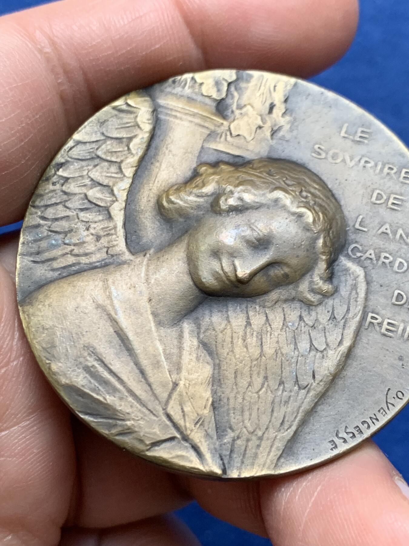 《竞宝斋》第475场 周日，周一 2场连拍 （全场包邮）欢迎送拍 名家名作 微笑天使铜章 47.5克 49.6mm 铜标边铭