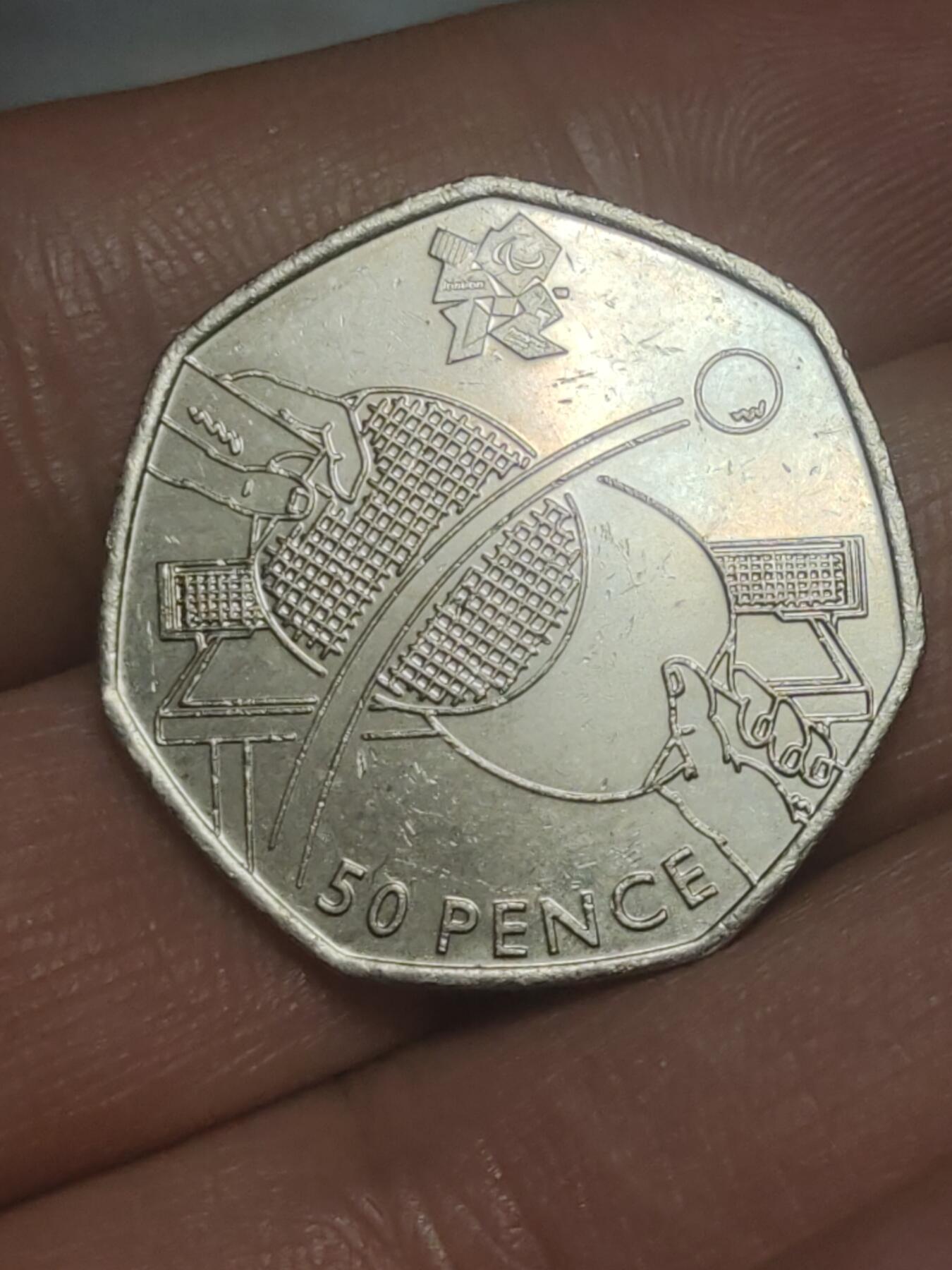 2026年第三十八场(总第二百零七场）外国好品散币场(免佣金) 英国🇬🇧2011年50便士(2012年伦敦奥运会纪念币，22/29乒乓球)