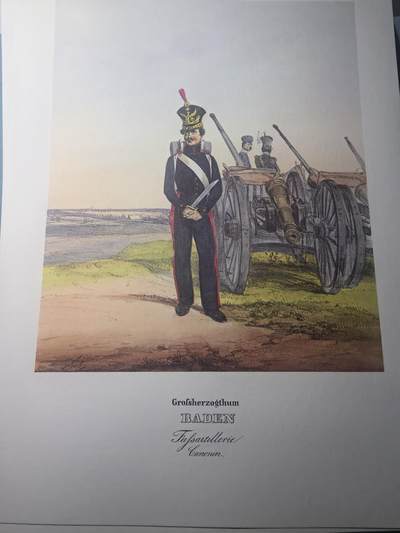 盛世勋华——号角文化勋章邮票专场拍卖第311期 - 大尺寸手绘图卡 巴登大公国徒步炮兵 大A4尺寸 翻印自1848年出版《德意志陆军》一书