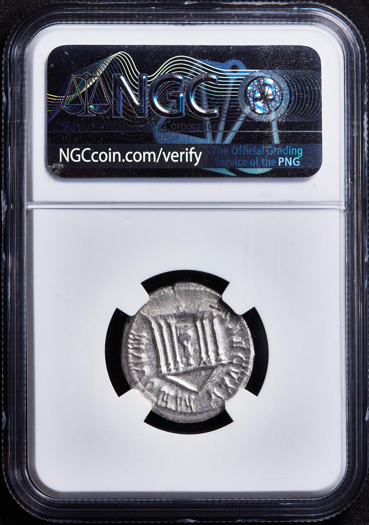 【俄甄集藏】2026年(050)04-01星期三 晚 19:30 全场包邮 古罗马帝国公元244-249年菲利普一世纪念罗马城建城1000年双狄纳里神庙建筑银币，NGC AU(Str 3/5, Sur 3/5)，正面菲利普桂冠头像，币文：最高统帅，菲利普·奥古斯都；背面罗马六柱式神庙，中间罗马女神，币文：新的百年