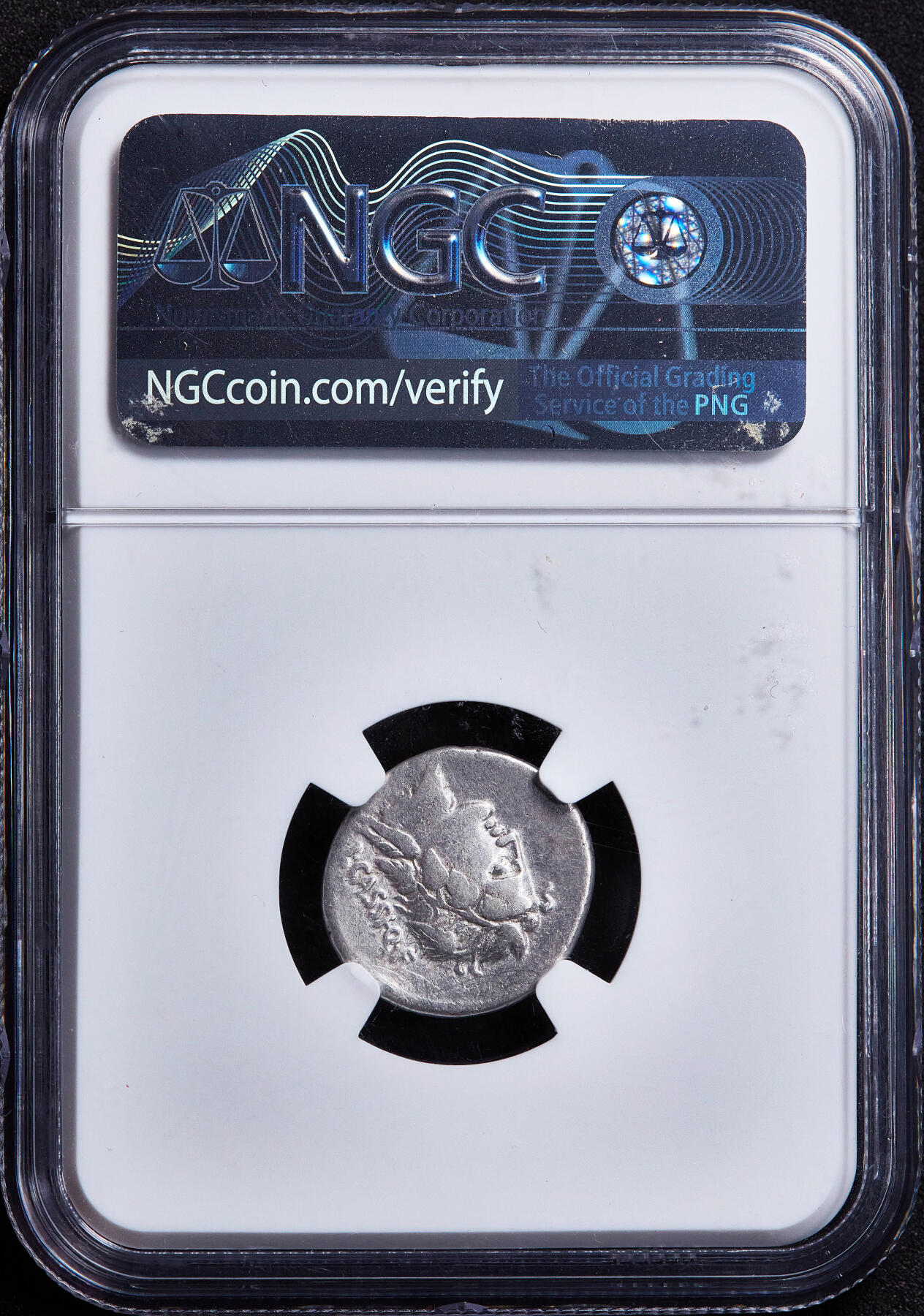 【俄甄集藏】2026年(050)04-01星期三 晚 19:30 全场包邮 古罗马共和国公元前78年1第纳尔酒神兄妹银币，NGC ChF(Str 5/5, Sur 3/5)，罗马造币厂打制，正面是头戴葡萄藤冠的酒神面右像，背面酒神的妹妹主管酒、农业和生育的女神利柏拉，又称普洛塞庇娜，稀少品种