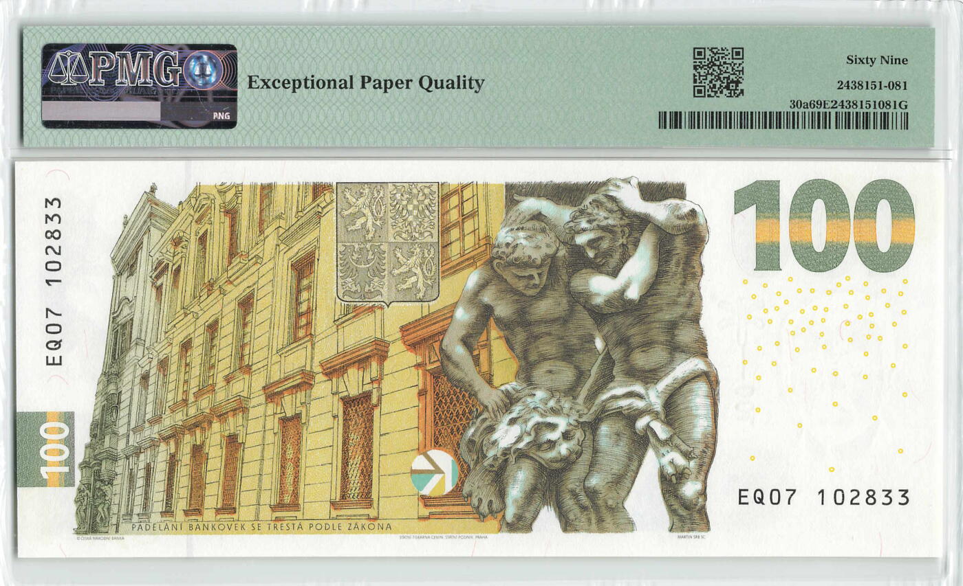 小福收藏拍卖第204期 评级币精选场 本期有 荷兰经典AA冠拿杯子的蛇 叙利亚世遗帕尔米拉古城豹子号冠军分 法国红衣主教冠军分 意大利经典达芬奇   白俄罗斯 "Millennium" 纪念版AA冠全同千位号全套  南斯拉夫铁托未发行版 美国 墨西哥 越南 法属印度支那等多国精美高分珍稀老钞精品纸币 捷克 2022年 100克朗 纪念钞 发行量仅2万张 PMG69 EPQ 亚军分