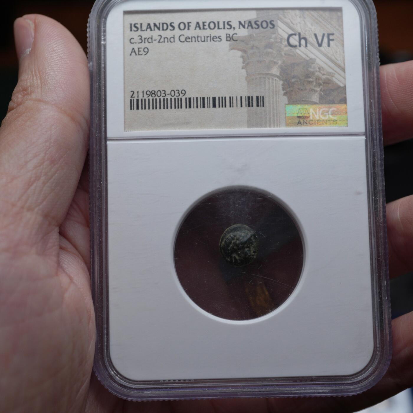 琋语集藏2026年04月欧洲古典打制币拍卖 埃奥利斯群岛-纳索斯 阿波罗与黑豹铜币（NGC评级）