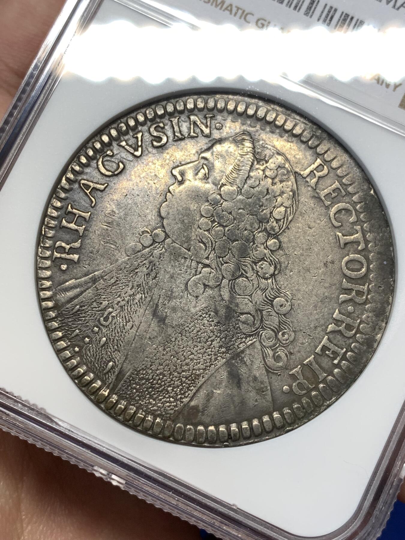 《竞宝斋》第475场 周日，周一 2场连拍 （全场包邮）欢迎送拍 NGC VFD 拉古萨共和国1763年一泰勒大银币 不多见的品种