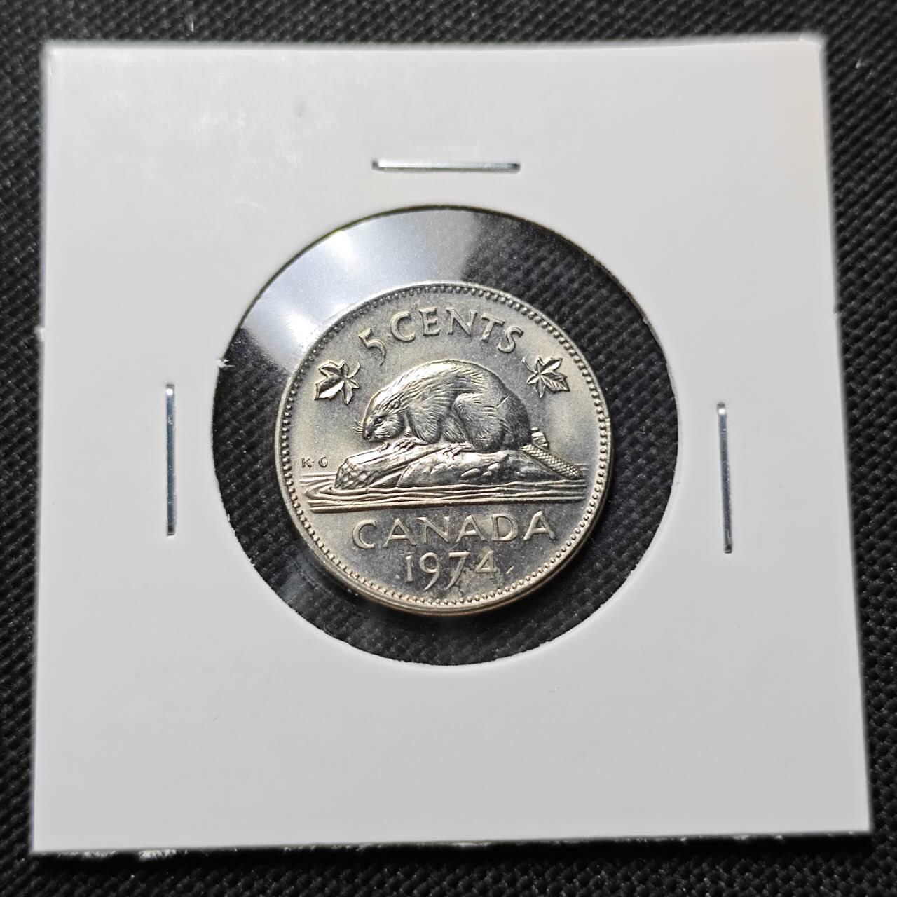 KK钱币收藏小铺  第410期 2月预留时间 周末发货  1974加拿大5分 好品