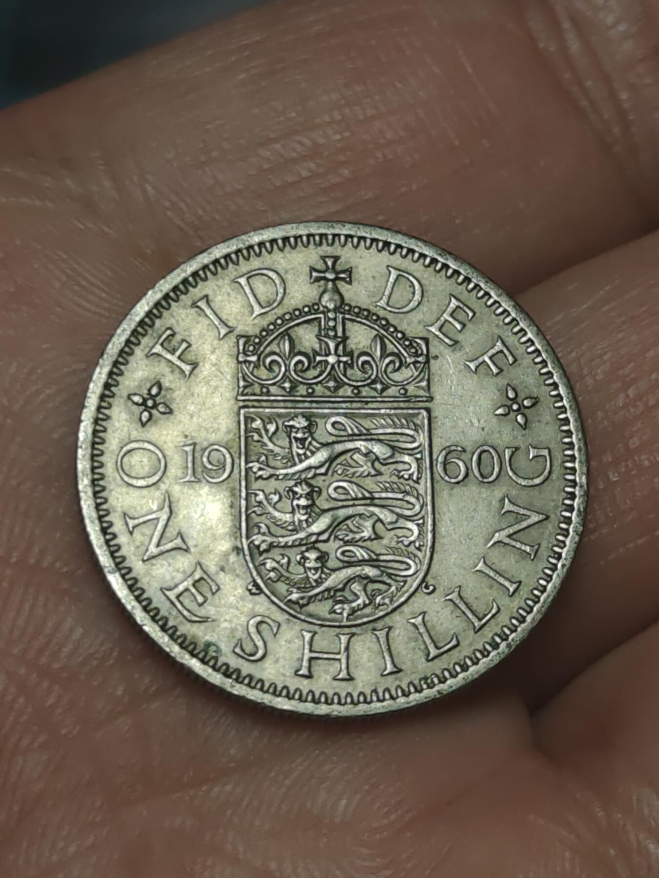 2026年第三十八场(总第二百零七场）外国好品散币场(免佣金) 英国🇬🇧1960年1先令(伊丽莎白二世青年桂冠第二版，英格兰盾徽版)