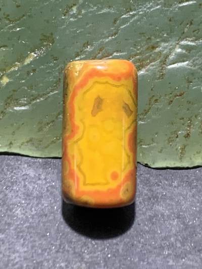 冰飘草花纹战国红玛瑙通货直桶桶珠一颗！ - 冰飘草花纹战国红玛瑙通货直桶桶珠一颗！