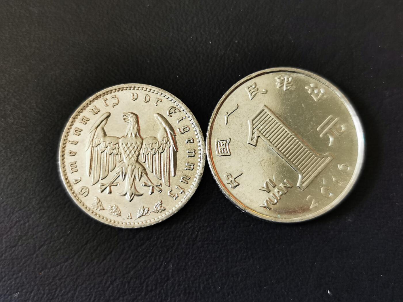 零零发外国硬币拍卖 无佣金 德意志1934年黑鹰1马克A厂