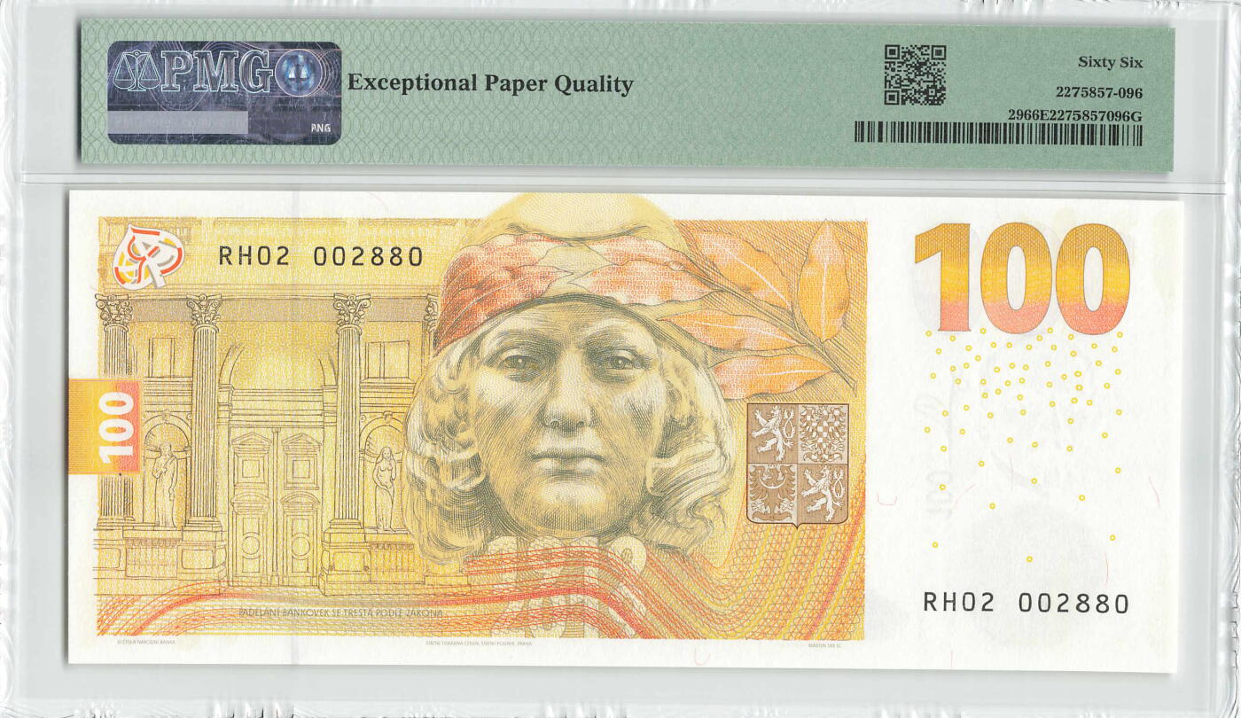 小福收藏拍卖第204期 评级币精选场 本期有 荷兰经典AA冠拿杯子的蛇 叙利亚世遗帕尔米拉古城豹子号冠军分 法国红衣主教冠军分 意大利经典达芬奇   白俄罗斯 "Millennium" 纪念版AA冠全同千位号全套  南斯拉夫铁托未发行版 美国 墨西哥 越南 法属印度支那等多国精美高分珍稀老钞精品纸币 捷克 2019年 100克朗 纪念钞 发行量仅两万张 价格上涨品种 无47 千位号 PMG66 EPQ