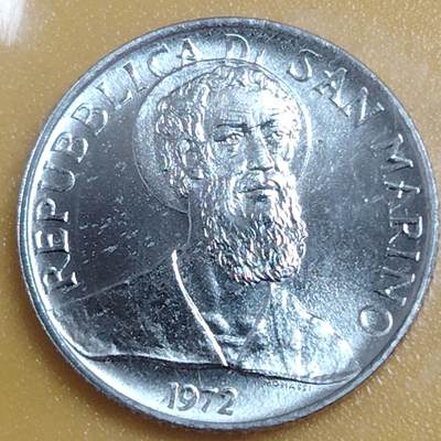 布加迪🐬～世界钱币(上海)🌾第 284 期 /  各国套币和散币 - 圣马力诺🇸🇲 1972年 2里拉