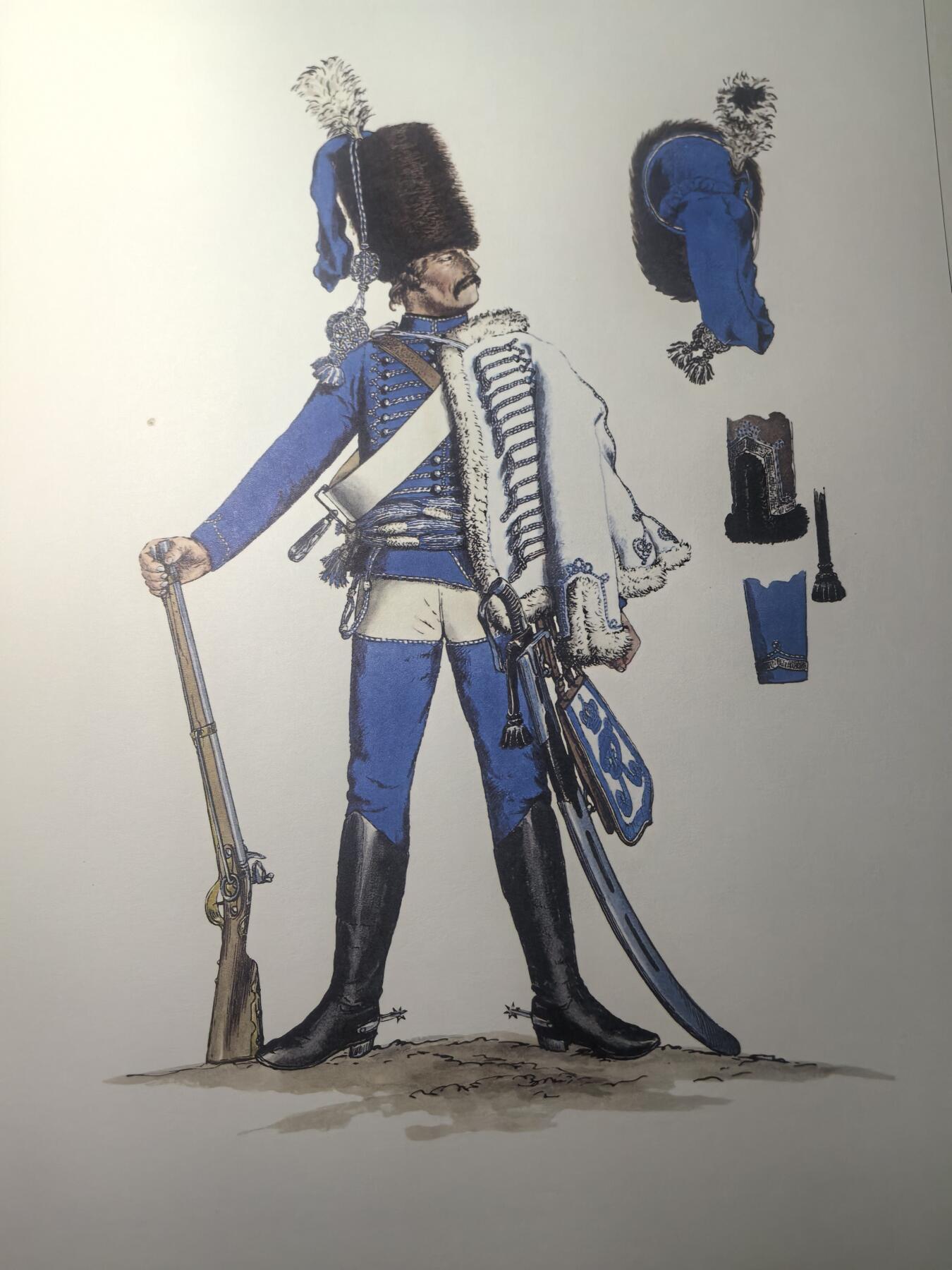 盛世勋华——号角文化勋章邮票专场拍卖第311期 大尺寸手绘图卡 普鲁士王国第4骠骑兵团士兵 大A4尺寸 翻印自1851年出版《腓特烈大帝的军队》一书