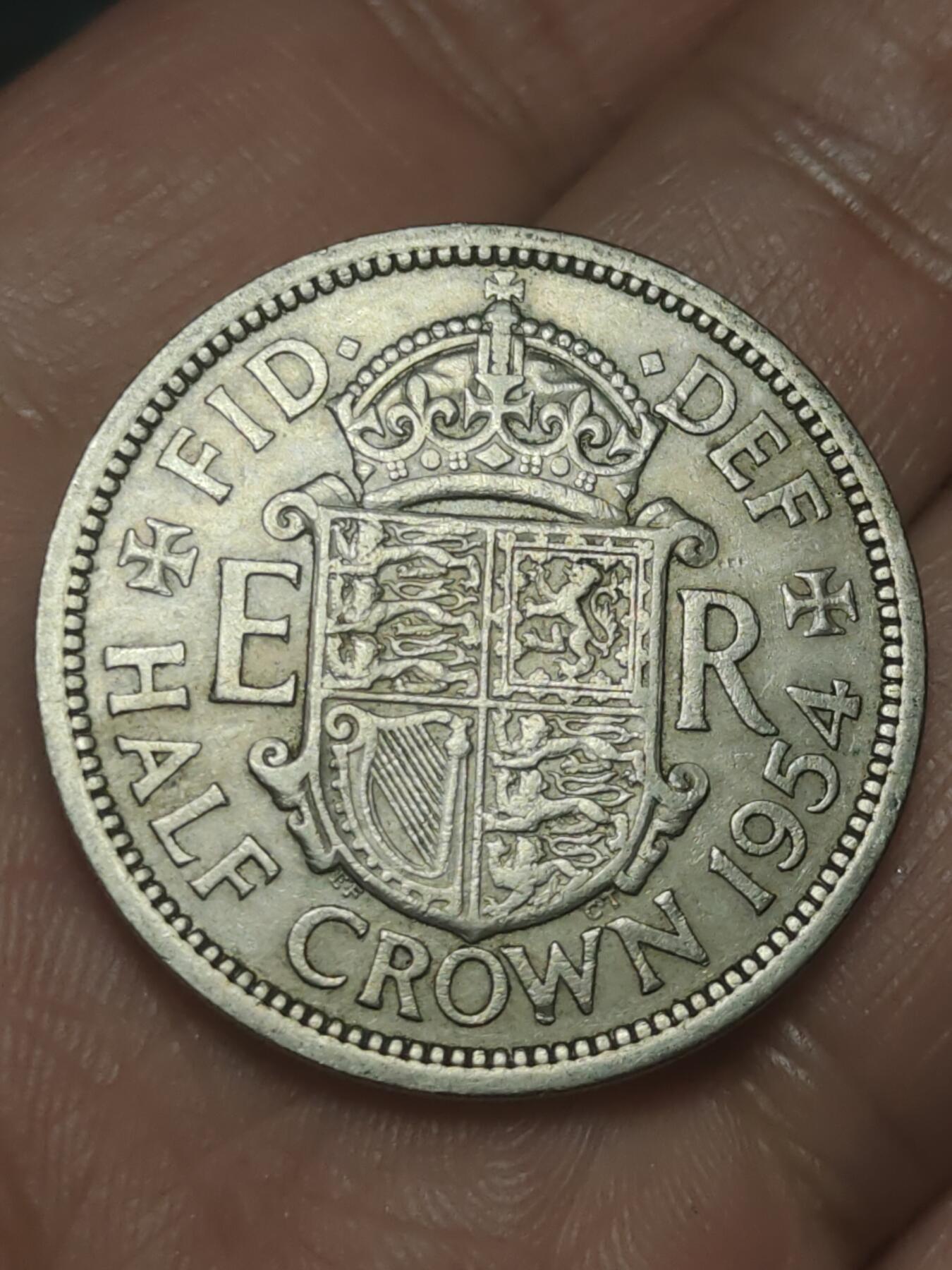 2026年第三十八场(总第二百零七场）外国好品散币场(免佣金) 少见年份–英国🇬🇧1954年半克朗(伊丽莎白二世青年桂冠第二版，首发年)